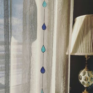 Glass Raindrops Suncatcher- Stained Glass Suncatcher Strand- Bohemian Decor- Whimsical Accent