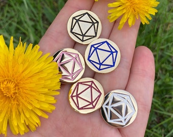 D20 Enamel Pin