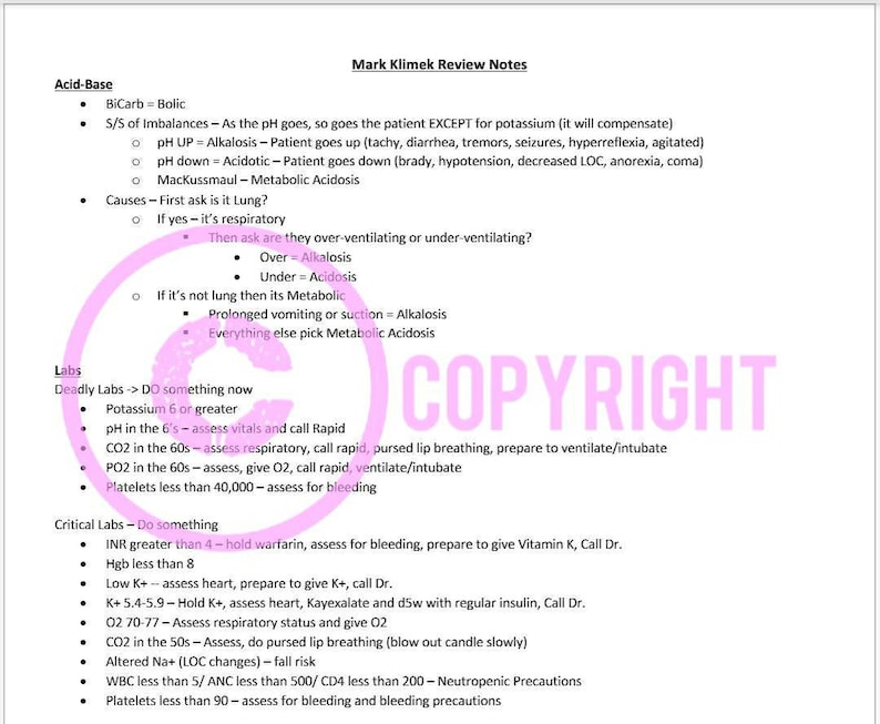 Best NCLEX Review Mark Klimek Handwritten lecture notes Etsy