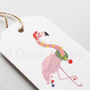 Printable Christmas Flamingo Gift Tags - Etsy
