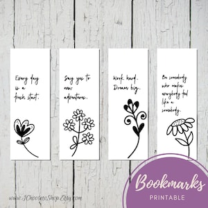 Printable Inspirational Bookmarks, Set of Four Bookmarks