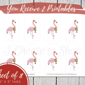 Printable Christmas Flamingo Gift Tags | Etsy