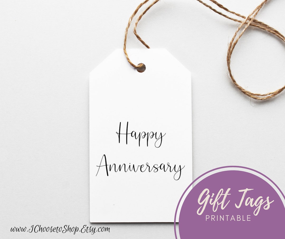 Printable Happy Anniversary Gift Tags, Party Favor Tags - Etsy