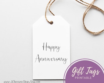 Printable Happy Anniversary Gift Tags, Party Favor Tags