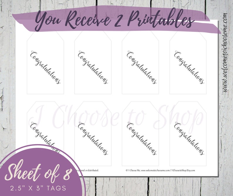 Printable Congratulations Gift Tags Party Favor Tags | Etsy