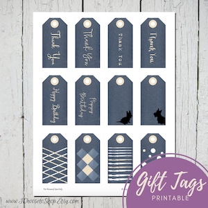 Printable All Occasion Gift Tags, Thank You Tags, Happy Birthday Tags