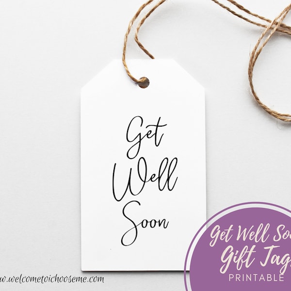 Printable Get Well Soon Gift Tags, Party Favors Tags