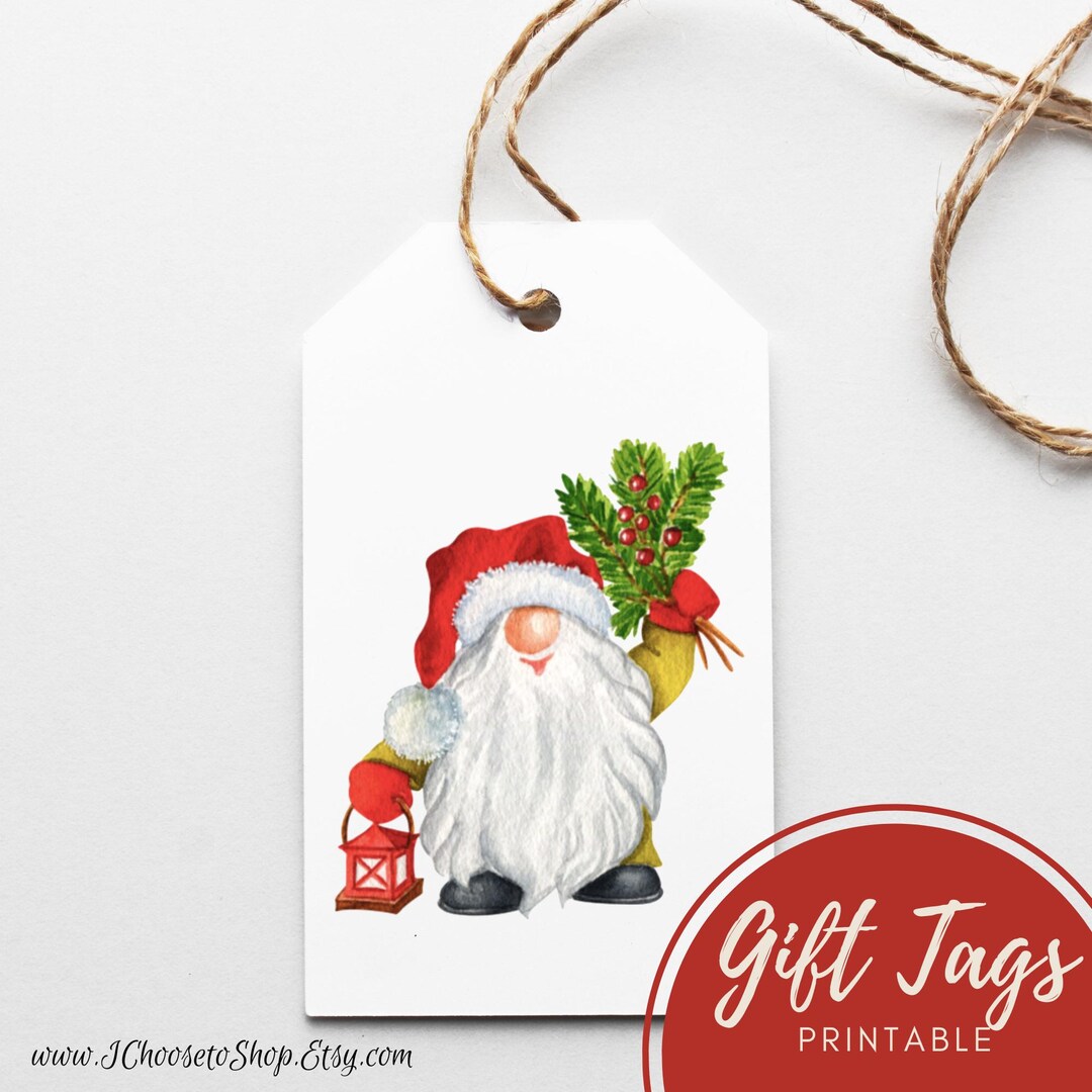 Printable Christmas Gnomes Gift Tags, Holiday Party Favor Tags - Etsy
