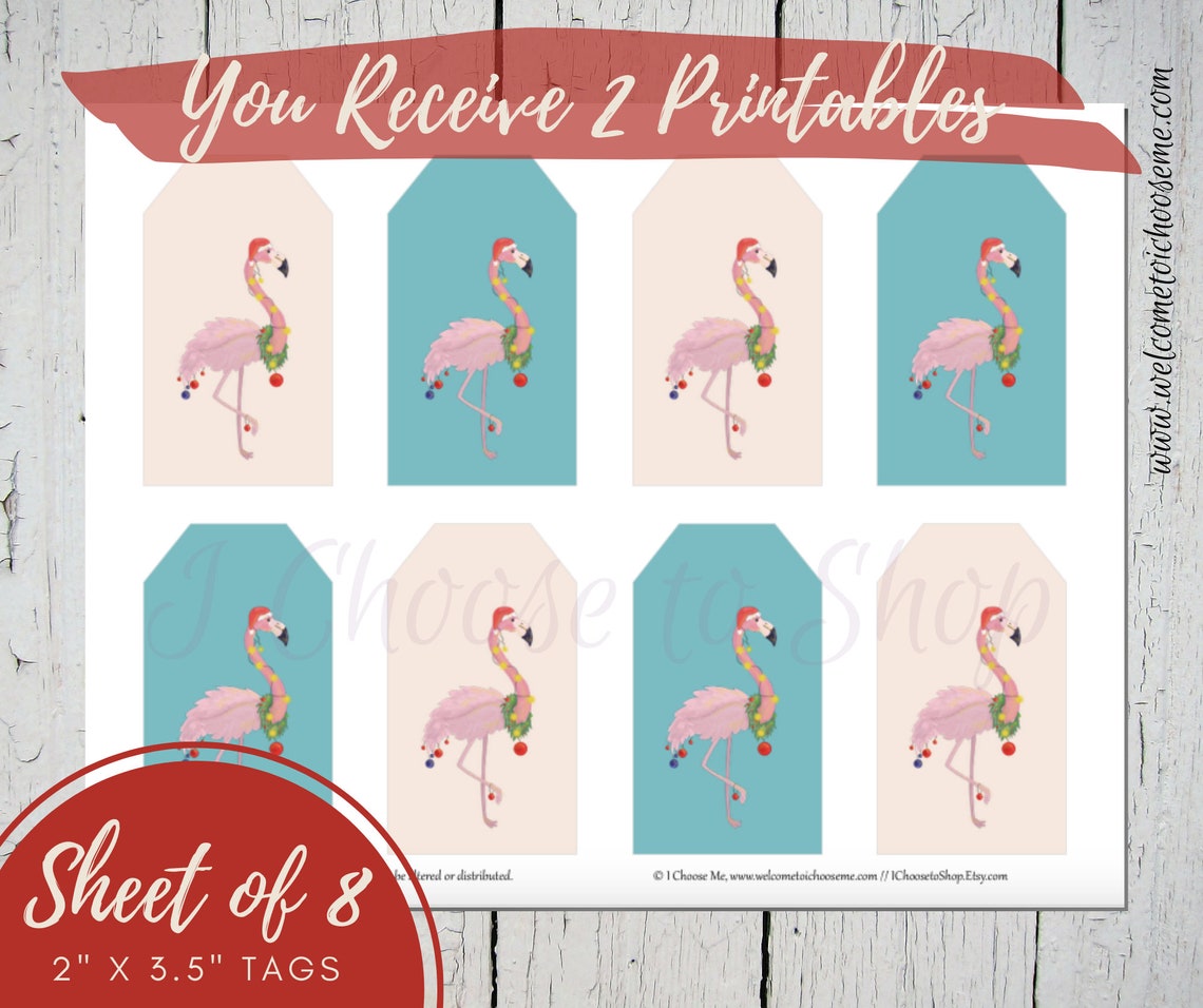 Printable Christmas Flamingo Gift Tags - Etsy