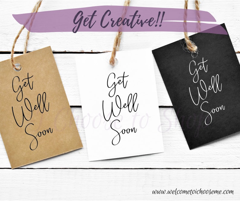 Printable Get Well Soon Gift Tags, Party Favors Tags - Etsy