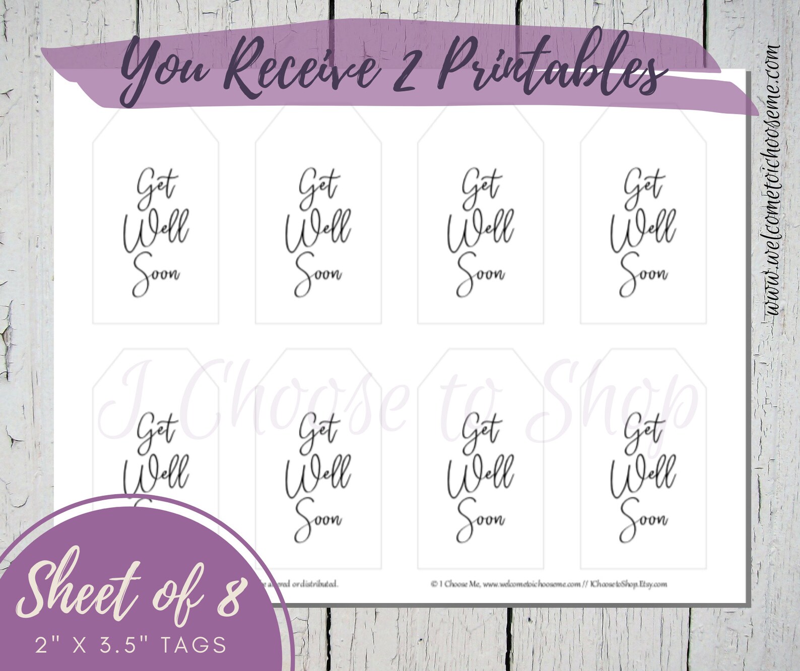 Printable Get Well Soon Gift Tags, Party Favors Tags - Etsy