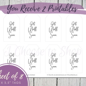 Printable Get Well Soon Gift Tags, Party Favors Tags - Etsy