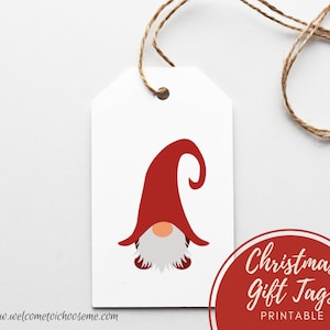 Printable Gnome Christmas Gift Tags