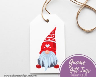 Printable Valentine Gnome Gift Tags