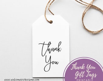 Printable Thank You Gift Tags, Party Favor Tags