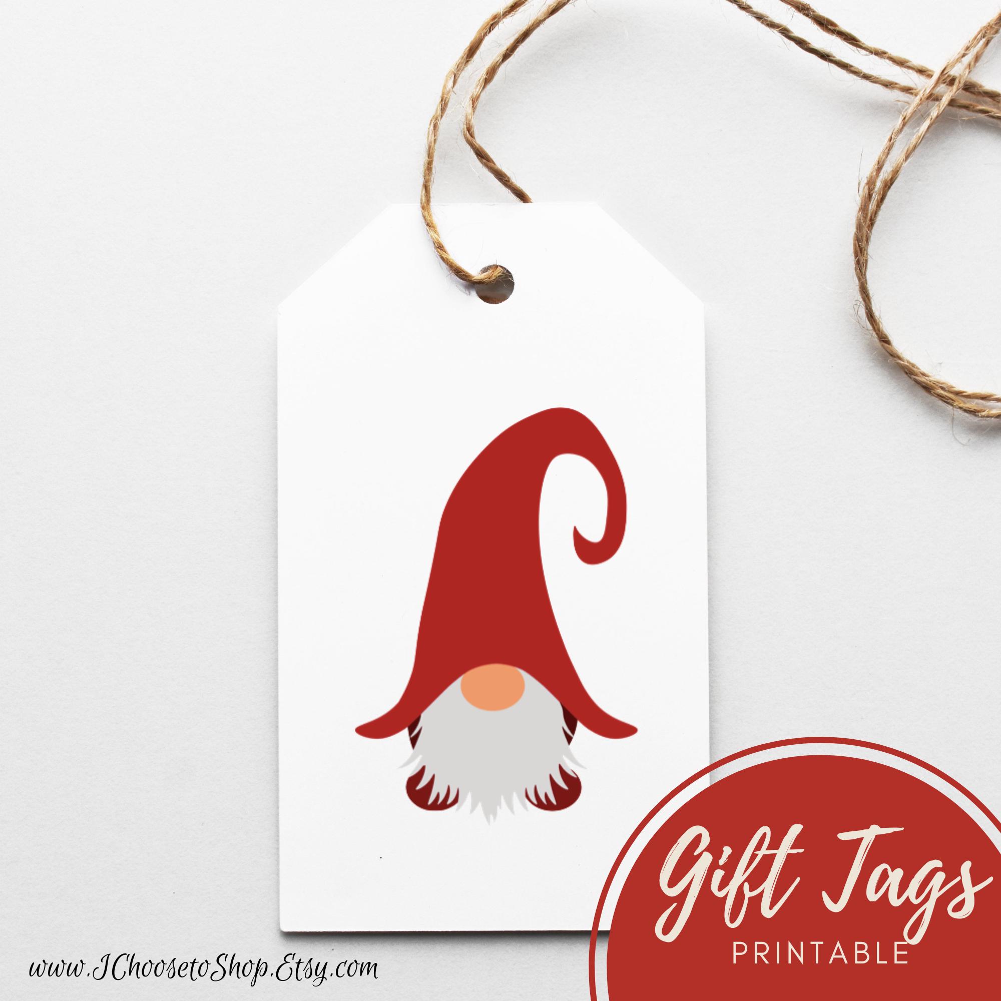 Printable Gnome Christmas Gift Tags, Party Favor Tags - Etsy