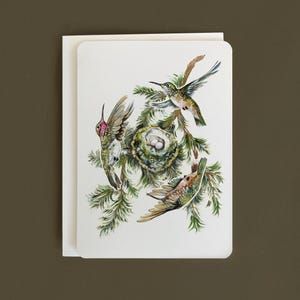 Cartão de felicitações Hummingbirds - "Hummingbirds of the Rocky Mountains" A6 - Desdobrável - Em branco por dentro - Feito por artista - Giclée / Qualidade de arquivo