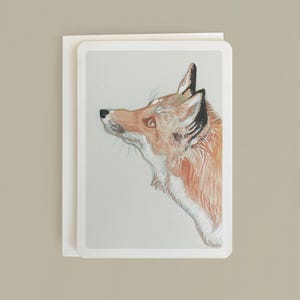 Cartão de felicitações de raposa em aquarela - "Olhando para cima" A6 - Desdobrável - Em branco por dentro - Feito por artista - Qualidade giclée/arquiv.