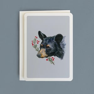 Wenskaart zwarte beer - "The Beauty" A6 - uitvouwbaar - blanco binnenkant - kunstenaar gemaakt - giclee / archiefkwaliteit