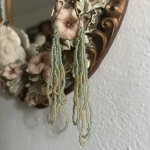 Beaded blue and gold earrings