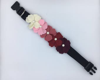 Pink Ombre Dog Collar, Dog wedding, pet flower crown, dog weddings, Flower girl collar, Pet collars, dog of honor, show dog accessories,