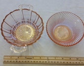 vintage pink crystal depression glass bowls 1930 39 s diana pattern swirl by federal anchor hocking old cafe double handle dish scalloped rim