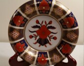 vintage fitz and floyd 6.5 quot empress pattern porcelain ashtray dish bowl 1978 - cobalt blue orange gold trim imari charger style - ornate