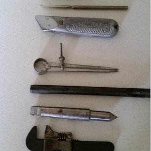 7 Antique Tools and Devices Vintage Carpenter Mechanic Lot Dandee Reel