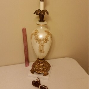 Antique Table Lamp Hollywood Regency White Luminescent Glass Etsy