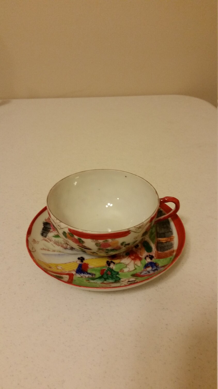 Antique Japanese Bone China Tea Cup & Saucer Set Geisha Girls Etsy
