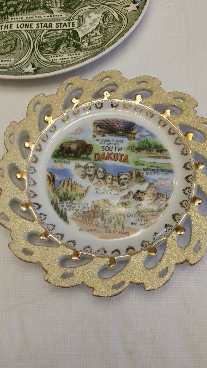 3 Antique Collector Plates State of Texas Montana South Etsy