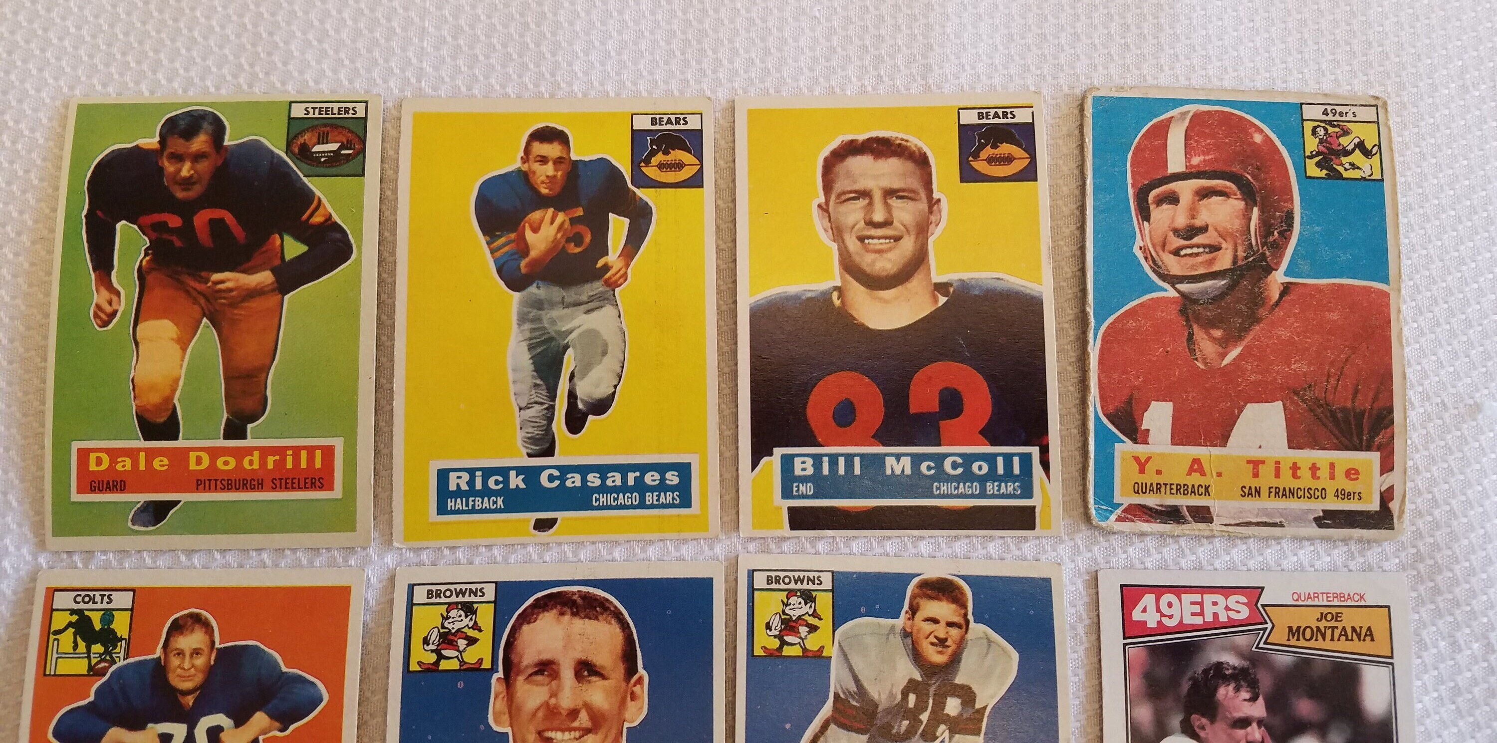 11 Vintage NFL Football Trading Cards 1956 to 1991 Topps Fleer  