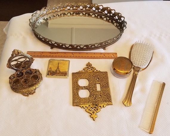 7-piece Victorian bathroom decor - oval mirror tr… - image 4