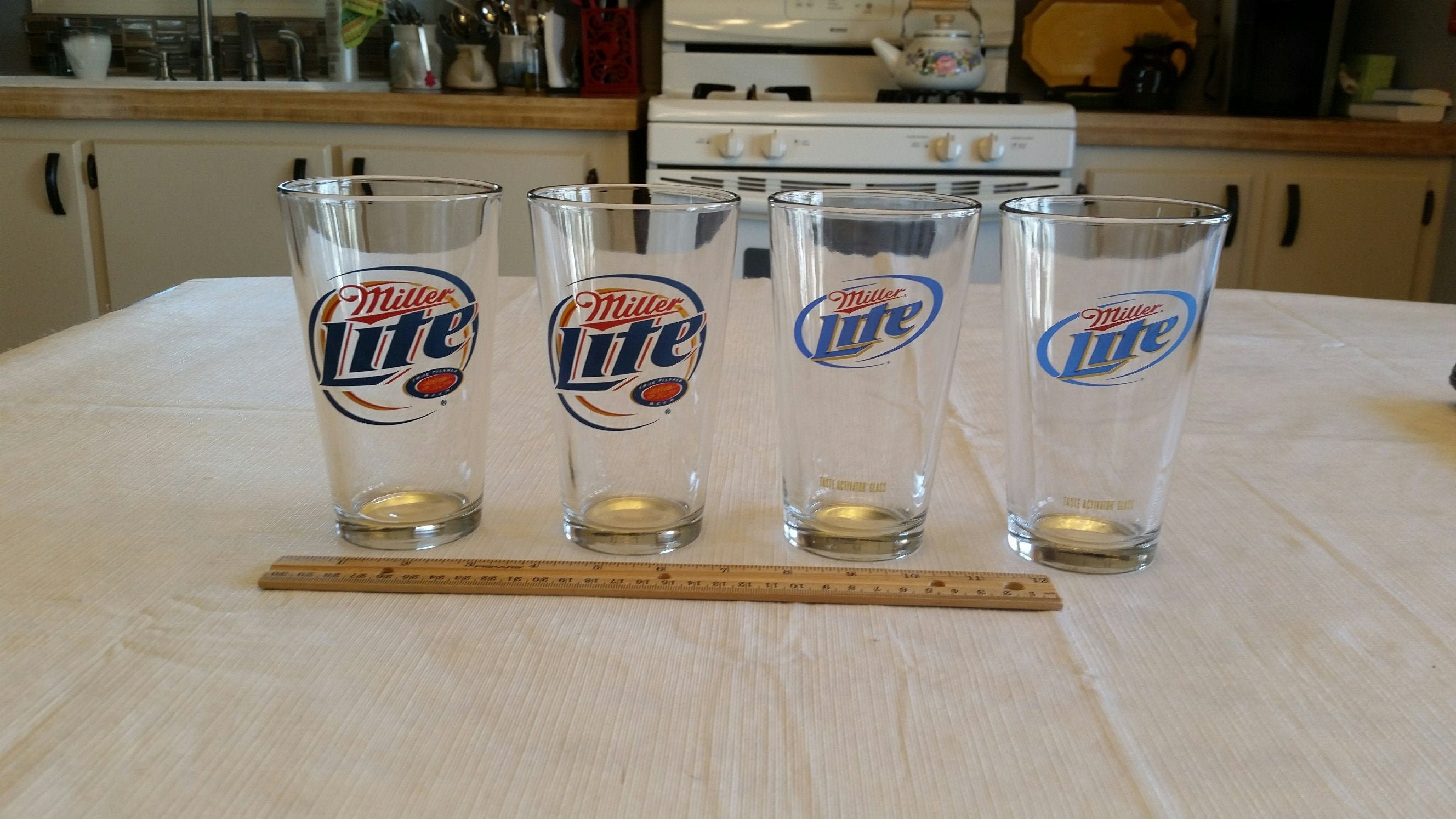 4 vintage miller lite beer glasses 2 styles 16 ounce pilsner Etsy