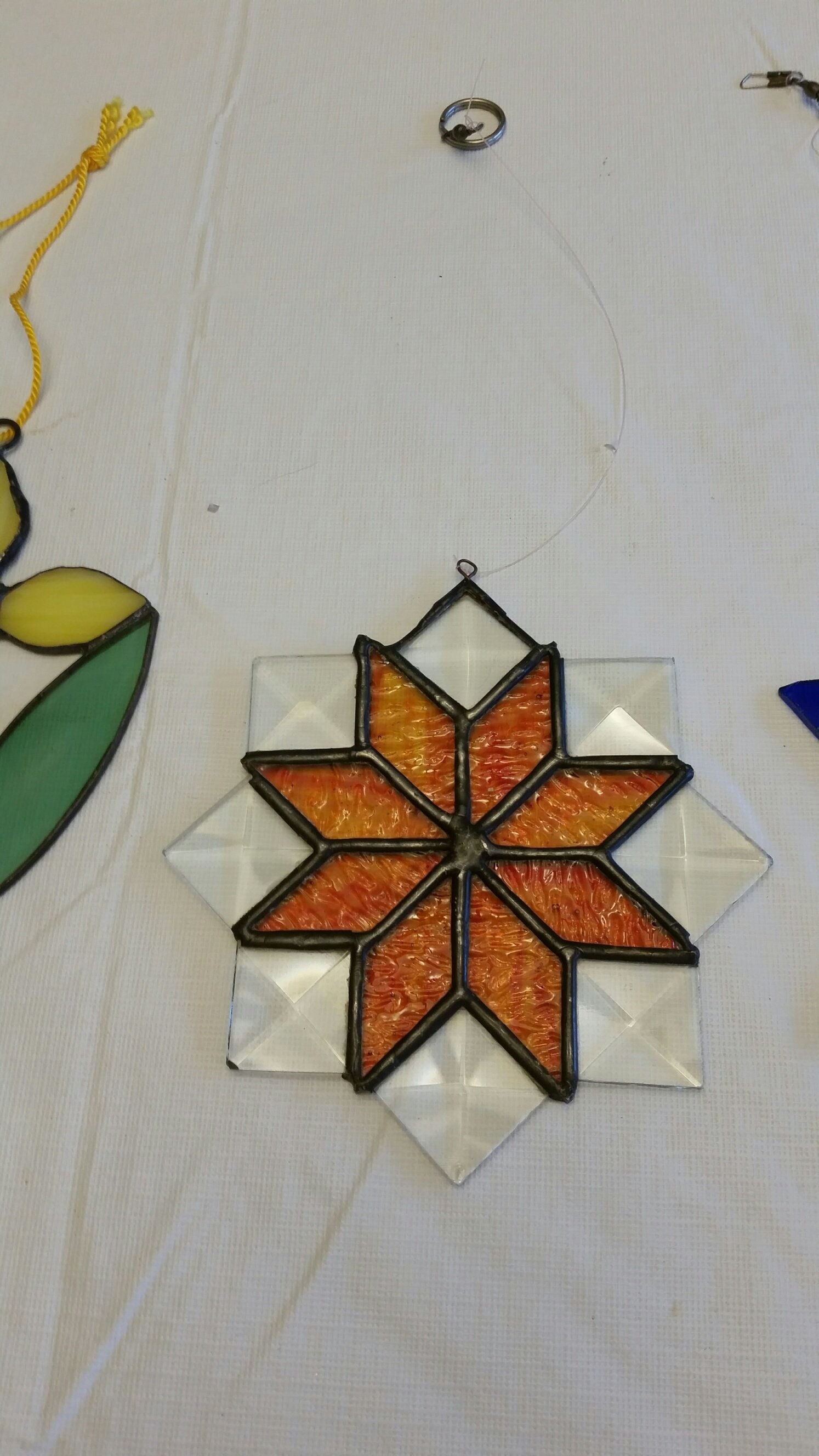 3 Stained Glass Window Suncatchers Collection Glassware Etsy