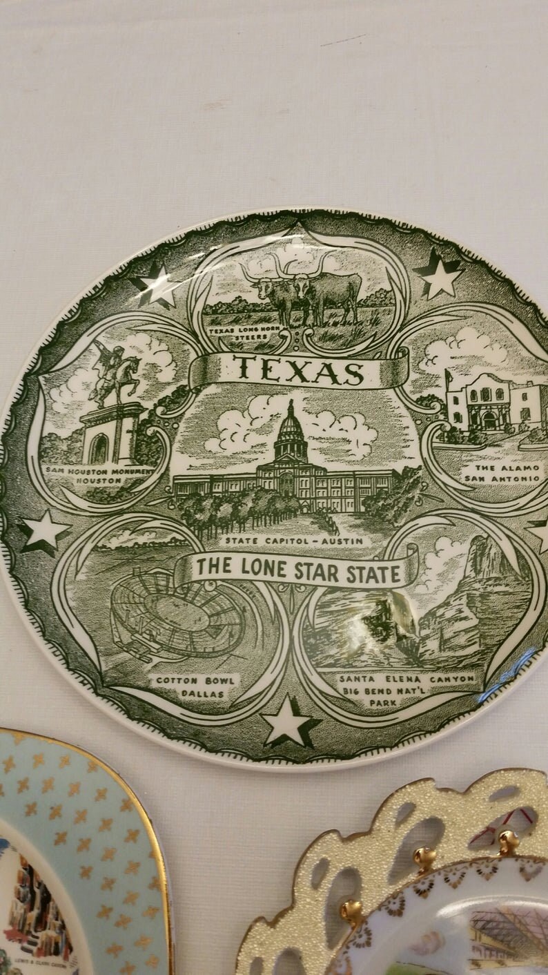 3 Antique Collector Plates State of Texas Montana South Etsy
