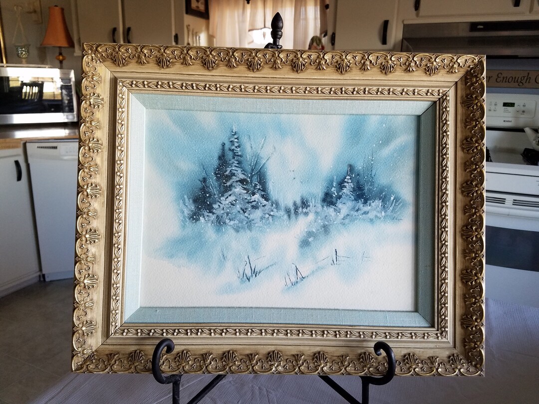 Wood Framed Painting on Canvas Signed Art by Luzier Winter Etsy