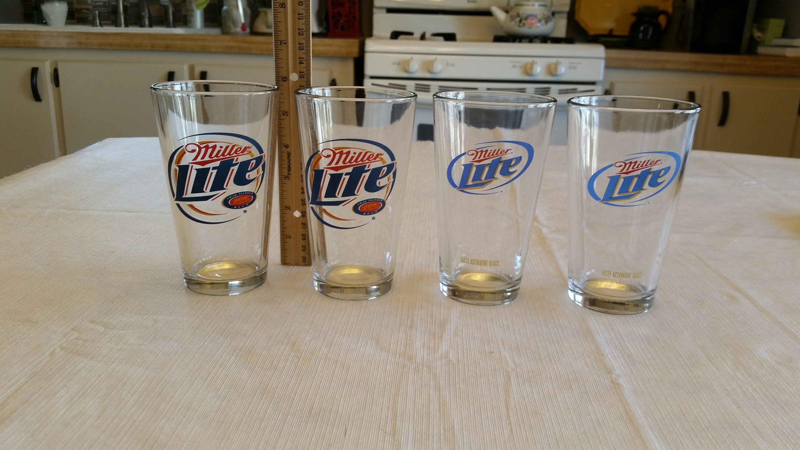 4 vintage miller lite beer glasses 2 styles 16 ounce pilsner Etsy