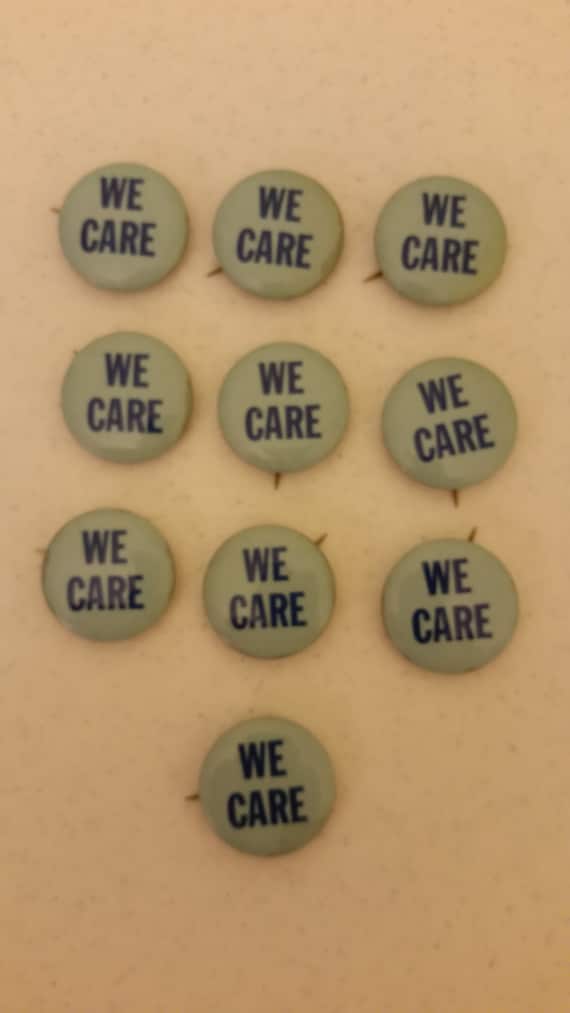 10 we care service buttons - vintage union pins of
