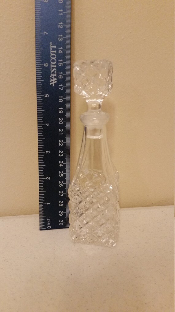 glass perfume bottle with stopper clear cut glass squ… Gem