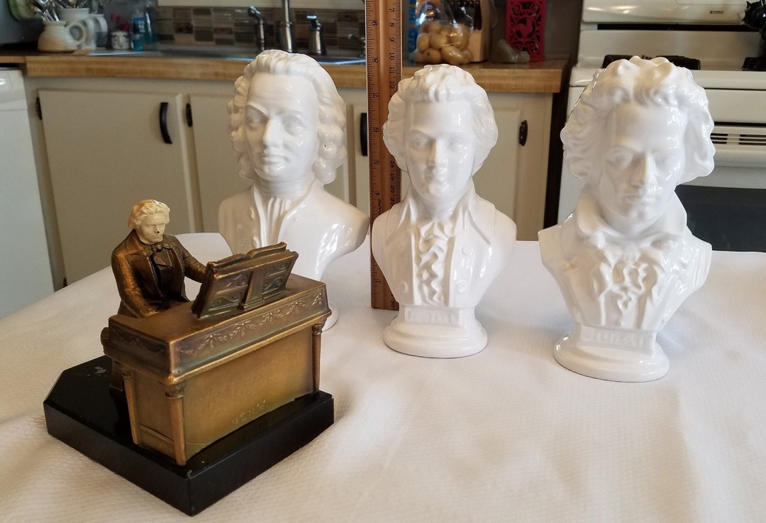Antique Music Composers Statues & Figures Bach Mozart Beethoven 1960s