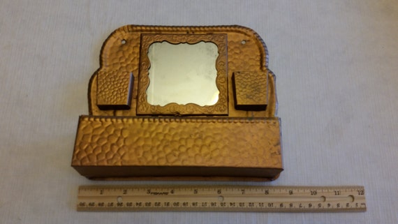 Antique Metal 1940 S Shaving Mirror Dresser Top Tray Etsy