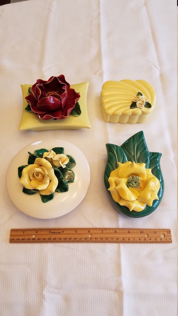 4 vintage 1950 - 1970 jewelry trinket boxes capod… - image 2