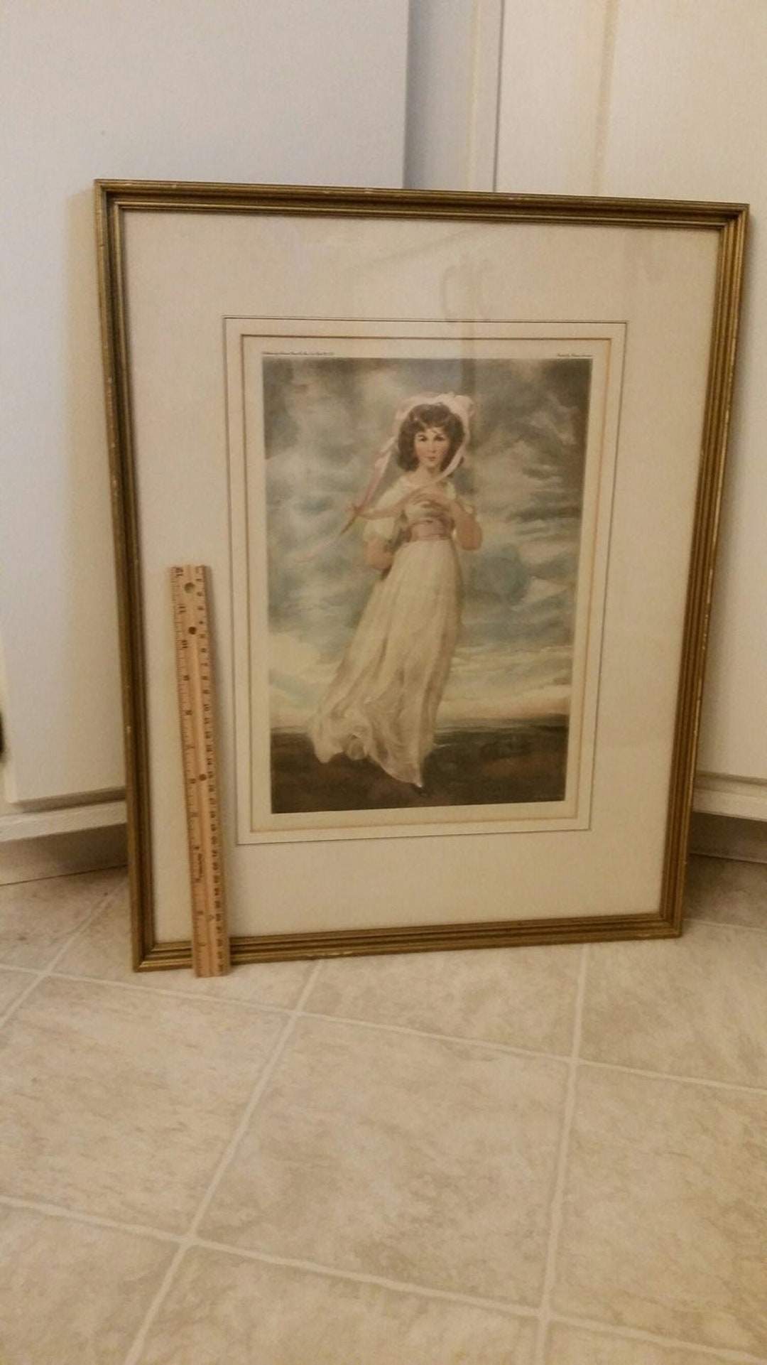 Antique Framed Litho Art Print " Pinkie " Signed Lawrence -lithograph ...