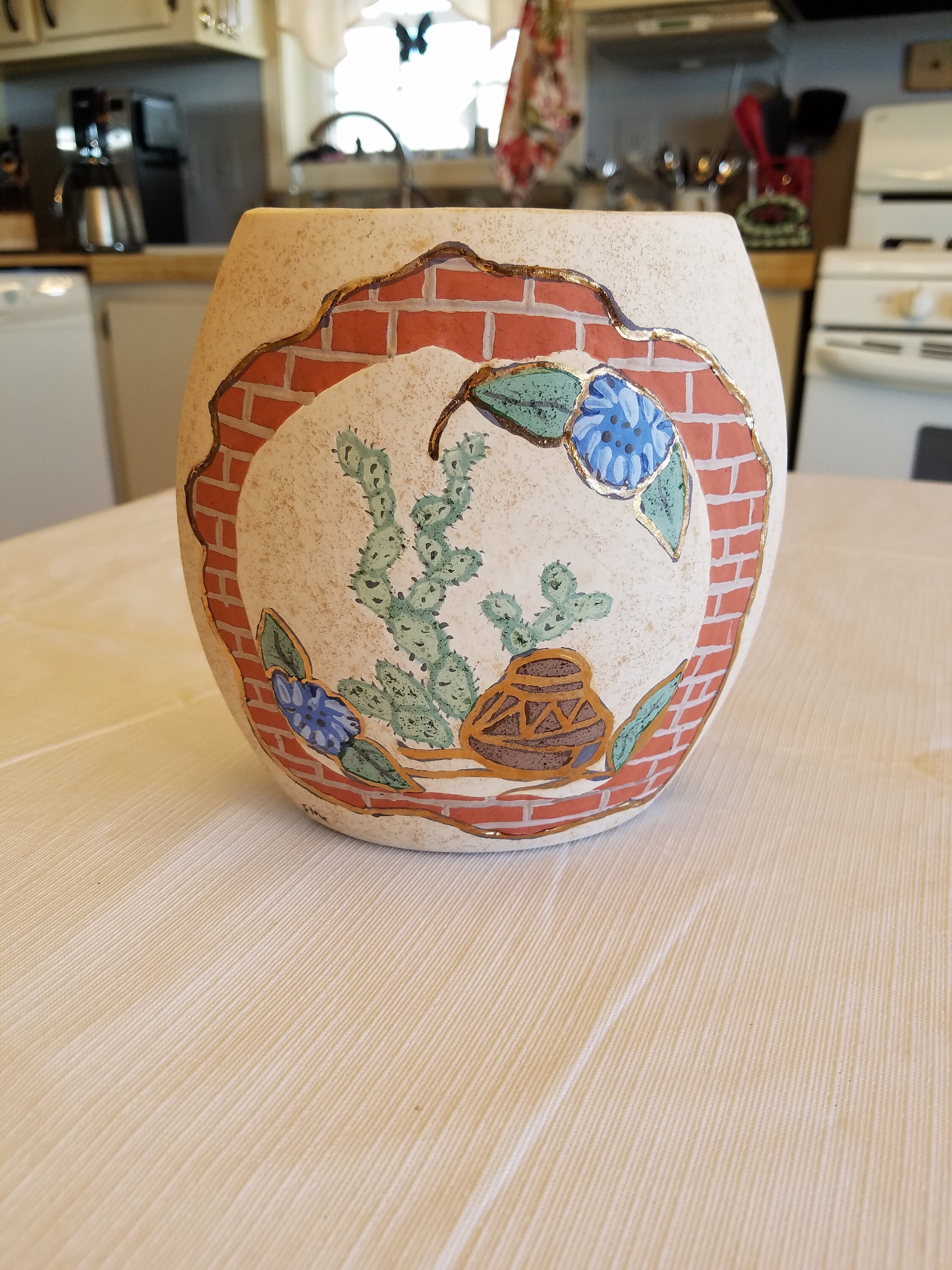 Southwestern pottery vase signed art FME planter navajo 1970 Etsy