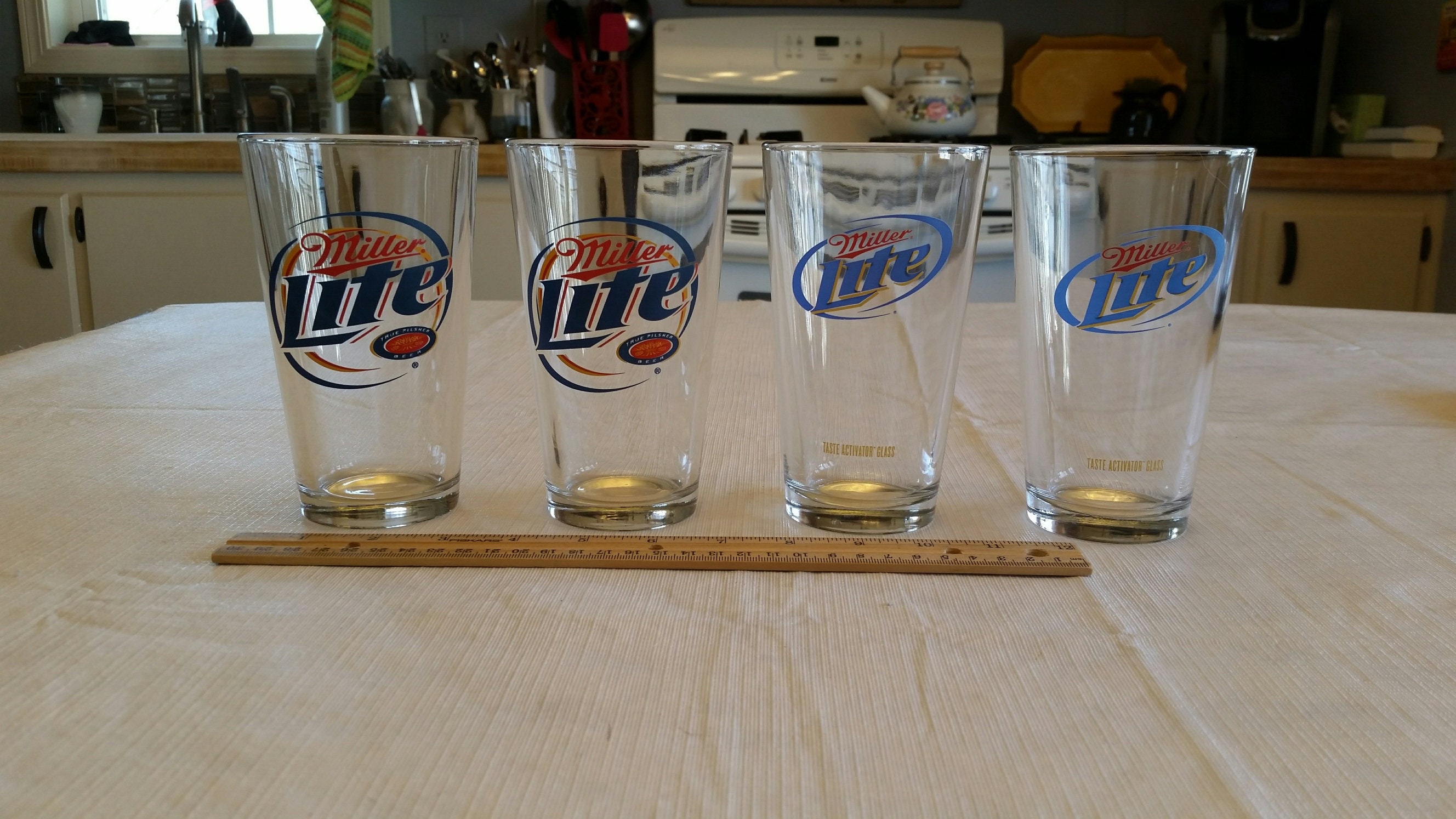 4 vintage miller lite beer glasses 2 styles 16 ounce pilsner Etsy