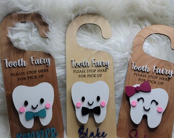 Tooth Fairy Pick Up And Drop Off, Tooth Fairy Door Hanger With Money Slot Tooth Fairy Pick Up Box Encourage Gift For Kids Room Decor Blue