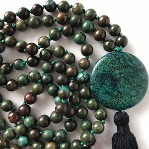 Mala Necklace- Brown and Green Magnesite