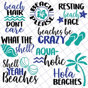 Fun Beachy Sayings Cut File Bundle -  Digital Cut File for Cricut/Silhouette machines