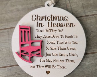 Christmas In Heaven Ornament Handmade / Keepsake Ornament / Rocking chair / Memorial / In Memory Of